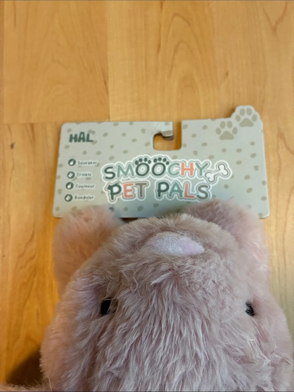 Plush Pink Bunny Dog Toy with Floral Ears